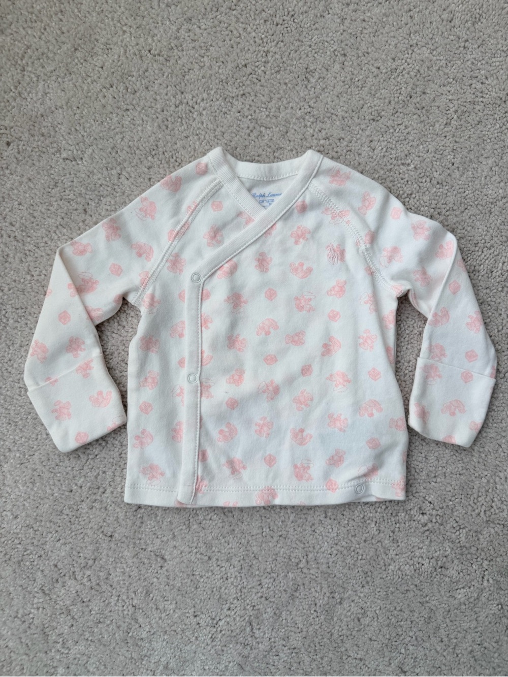 Ralph Lauren White and Light Pink Infant 3-Piece Pajama Set - Picture 2 of 16